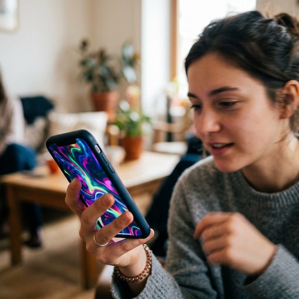 Demonstration des Spiels auf einem Mobiltelefon