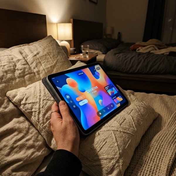 Tablet auf einem Kissen fuer eine Demositzung